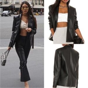 Majorelle Von Black Vegan Faux Leather Jacket Blazer